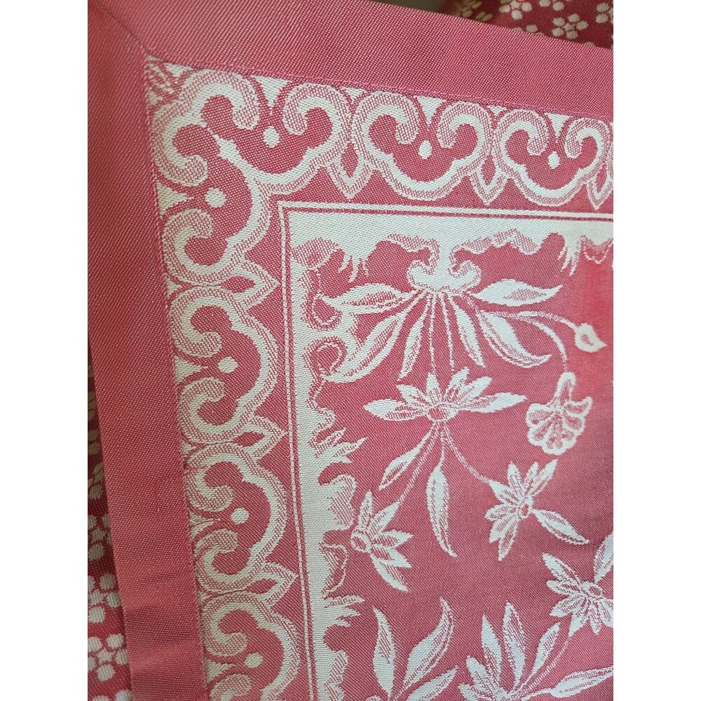 Jose Houel Paris French Jacquard Provence Red Cream Floral Tablecloth 68x68 - Picture 7 of 7